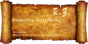 Radovits Zoltán névjegykártya